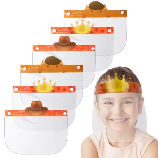 Bison Life Kids Clear Disposable Face Shield with Elastic Headband, Assorted Characters - 6 Pack image {9}