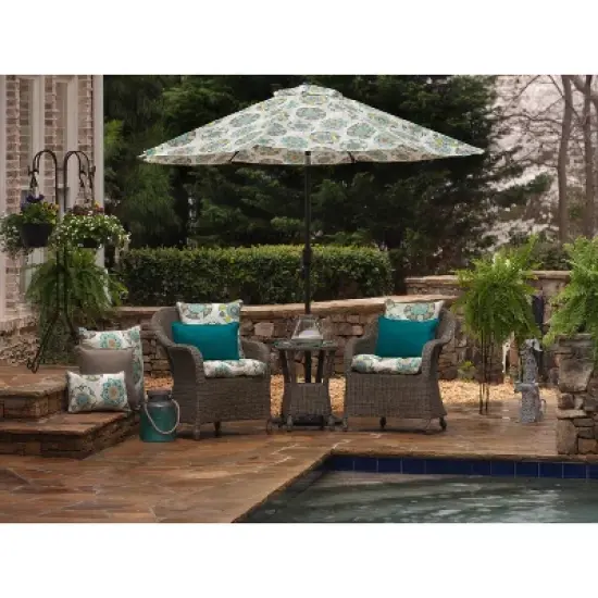 Allodala 2-Piece Outdoor Wicker Seat Cushion Set - Blue - Pillow Perfect image {2}