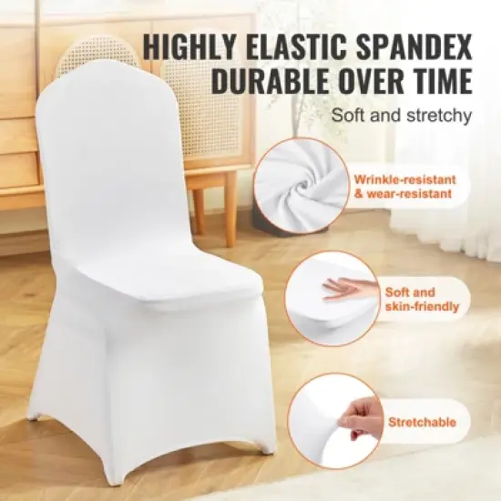 VEVOR Stretch Spandex Folding Chair Covers, Universal Fitted Chair Cover, Removable Washable Protective Slipcovers, (12PCS White) image {2}