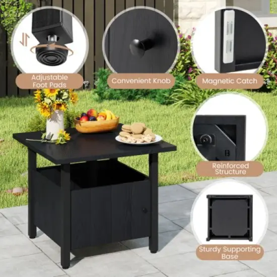 Tangkula 2PCS Outdoor Side Table w/ 1.89" Umbrella Hole Patio Umbrella Table Base Stand image {5}
