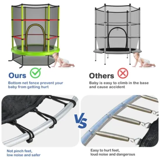 Infans 55" Kids Trampoline Bouncing Jumping Mat Recreational Trampoline W/Enclosure Net image {3}