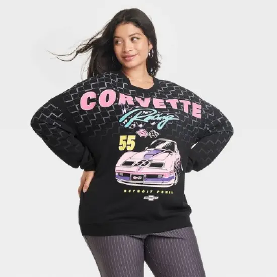 Women's Corvette Racing Cozy Graphic Sweatshirt - Black image {4}