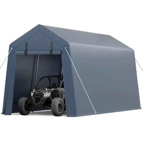 Acekool 7x15 FT Outdoor Storage Shed with Roll-Up Zipper Doors, Ventilated Mesh Windows, Heavy Duty Waterproof Tarp for Bikes & Tools image {5}