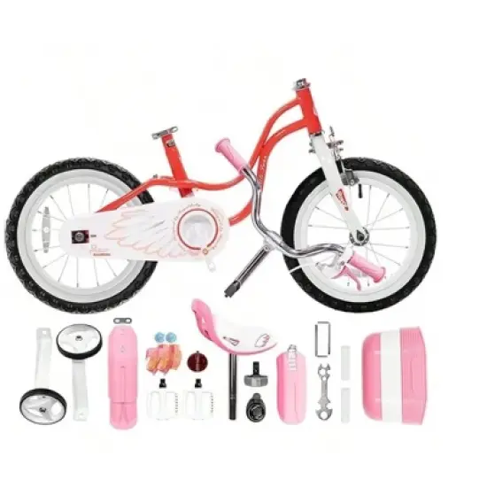 VASIP 14 Inch Girls Bike Kids Bicycle With Basket & Mudguards Toddler Beginner Child Cycle For Age 3-10 Years, Training Wheels Options image {2}