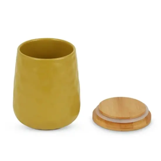 Design Imports Lemongrass Matte Dimple Texture Ceramic Canister Set/2 image {2}