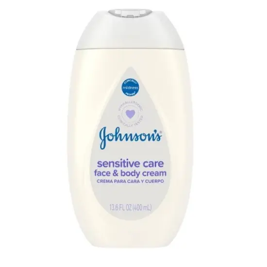 Johnson's Sensitive Care Baby Face & Body Cream for Dry and Sensitive Skin - Lightly Scented - 13.6 fl oz image {8}