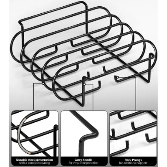 Sorbus Non-Stick Rib Rack - Porcelain Coated Steel Roasting Stand image {3}
