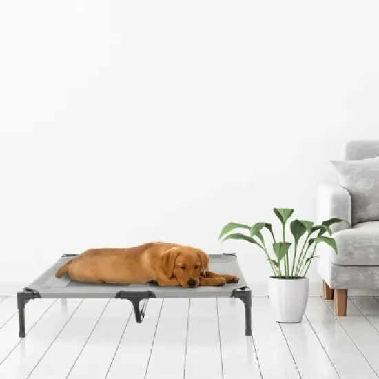 Elevated Dog Bed - 36x29.75-Inch Portable Pet Bed with Non-Slip Feet - Indoor/Outdoor Dog Cot or Puppy Bed for Pets up to 80lbs by PETMAKER (Gray) image {6}