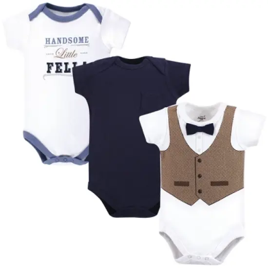 Little Treasure Baby Boy Cotton Bodysuits 3pk, Handsome Fella image {2}