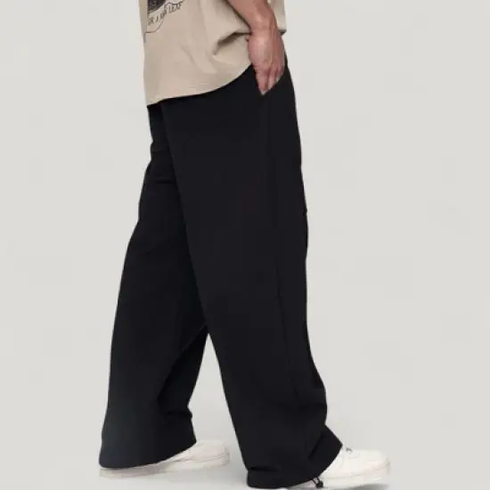 Anna-Kaci Active Men's Wide Leg Relaxed Fit Drawstring Waist Casual Sweatpants image {3}