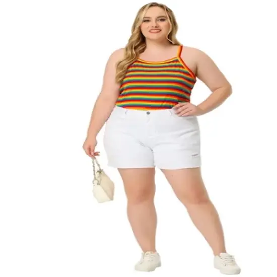 Agnes Orinda Women's Plus Size Stripe Sleeveless Stretch Camisole image {2}