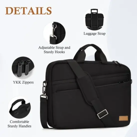 16 inch Laptop Computer PC Shoulder Bag Carrying Case, Water-Repellent Fabric Briefcase image {8}