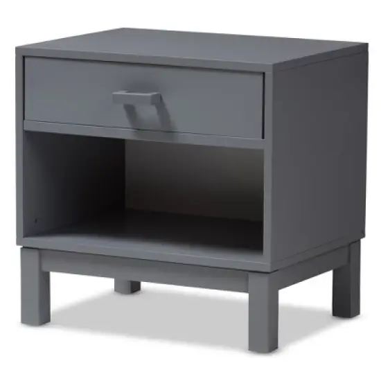 Deirdre Modern and Contemporary Wood 1 Drawer Nightstand - Baxton Studio image {11}