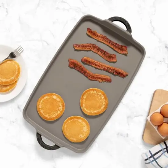 Goodful Cast Aluminum, Ceramic Double Burner Griddle Charcoal Gray image {3}