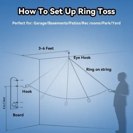 GSE Tiki Face Ring Toss Hook Game, Wall Mount Hook and Ring Toss Game image {2}