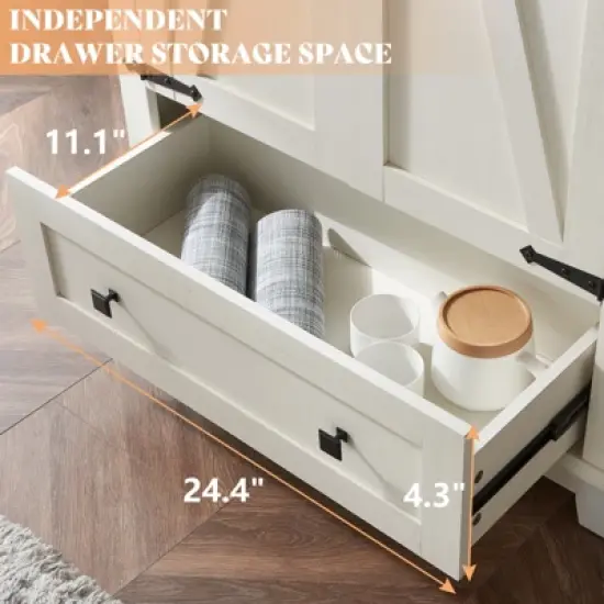 AMERLIFE Farmhouse Kitchen Pantry Cabinet, 72" Tall Storage Cabinet with Adjustable Shelves & Barn Doors image {3}