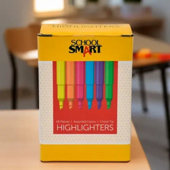 School Smart Pen Style Highlighters, Chisel Tip, Assorted Colors, Pack of 48 image {4}