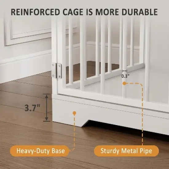 Acekool 48" Farmhouse Dog Crate - Kennel with Storage & Feeding Bowls ( image {2}