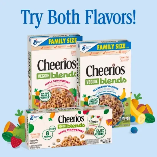 Cheerios Gluten Free Veggie Blends Apple Strawberry Breakfast Cereal Pouches - 9.87oz/8ct image {5}