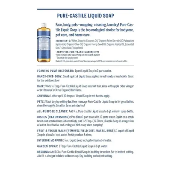 Dr. Bronner's Magic Pure Castile Liquid Soap Bodywash - Citrus - 16 fl oz image {8}
