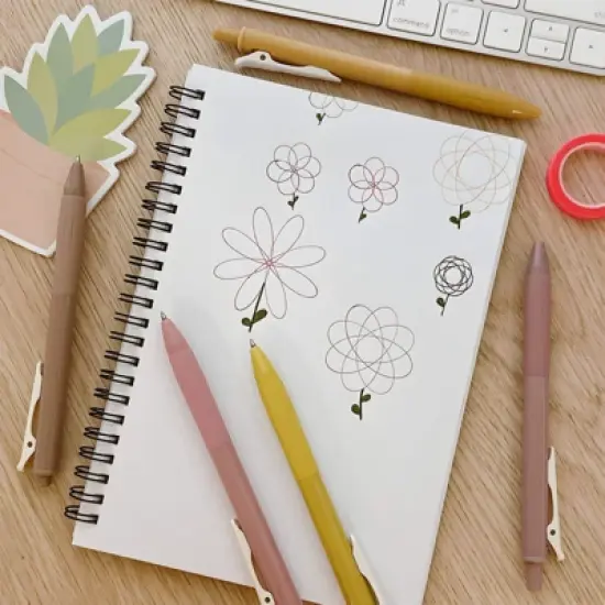 Wrapables Multi-Color Retractable Gel Pen Set (5 pack), 0.5mm Fine Point, for Writing, Journaling, Drawing, Home and Office, Spring Neutral image {8}