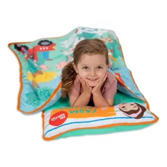 Ms. Rachel Farm Friends Toddler Nap Mat - Includes Attached Pillow and Fleece Blanket image {2}