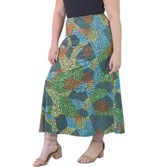 Plus Size Polka Dot Elastic Waistband Maxi Skirt image {3}