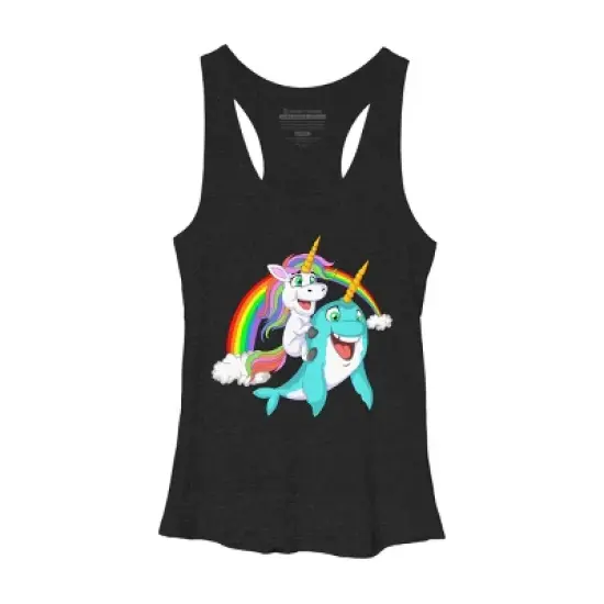 Women's Design By Humans Rainbow Unicorn and Narwhal Horn Friends By ZeusSE Racerback Tank Top image {2}