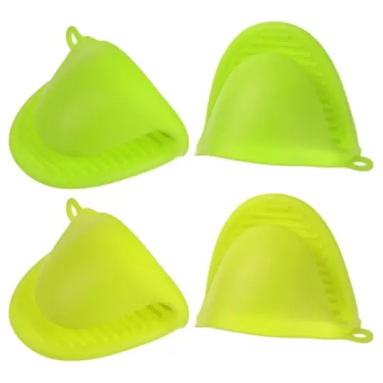 Unique Bargains Heat Resistant Kitchen Utensil Sets Silicone Oven Mitts 4 Pcs image {9}
