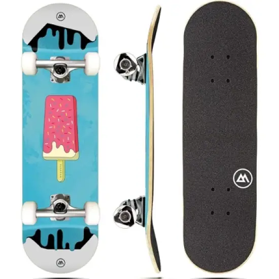 Magneto Skateboard | Maple Wood | ABEC 5 Bearings | Double Kick Concave Deck | For Beginners, Teens & Adults (Ice Cream) image {8}
