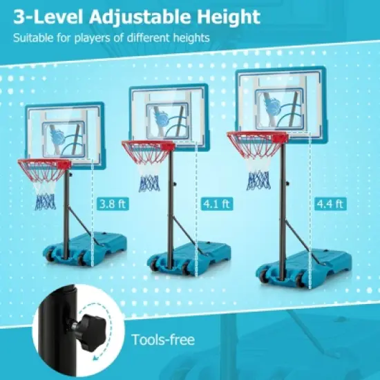 Safstar Pool Basketball Hoop 3.8-4.4 FT Adjustable Poolside Basketball Goal System image {7}