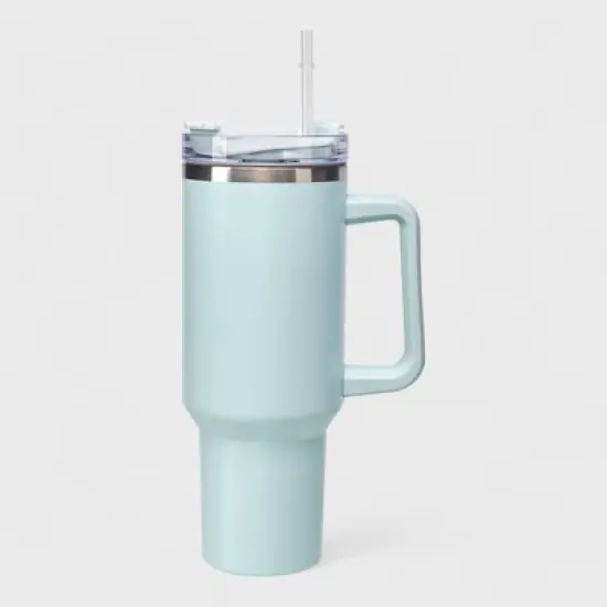 40oz Stainless Steel Insulated Tumbler with Handle and Straw Lid image {6}