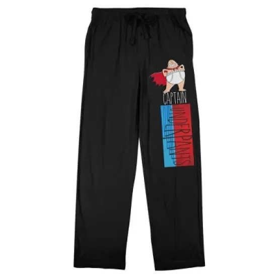 Captain Underpants Superhero & Name Men's Black Sleep Pajama Pants image {3}