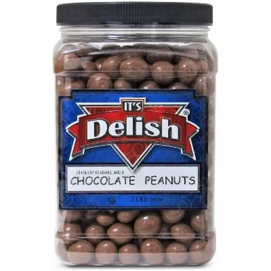 Milk Chocolate Covered Peanuts by It's Delish, 3 lbs Jumbo Container image {1}