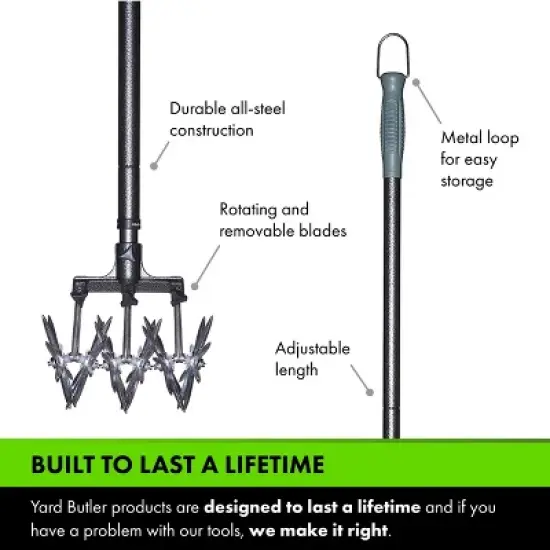 Yard Butler Adjustable Rotary Cultivator Garden Tool - Manual Tiller & Garden Cultivator - IRC-3 image {3}