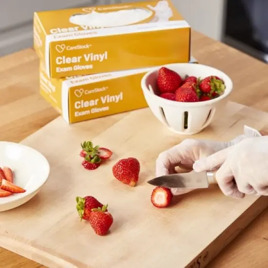 CareStock Vinyl Exam Gloves - Ultra-Strong with Slip-Resistant Textured Grip - Disposable Powder-Free Medical Gloves for Cooking & Healthcare image {3}