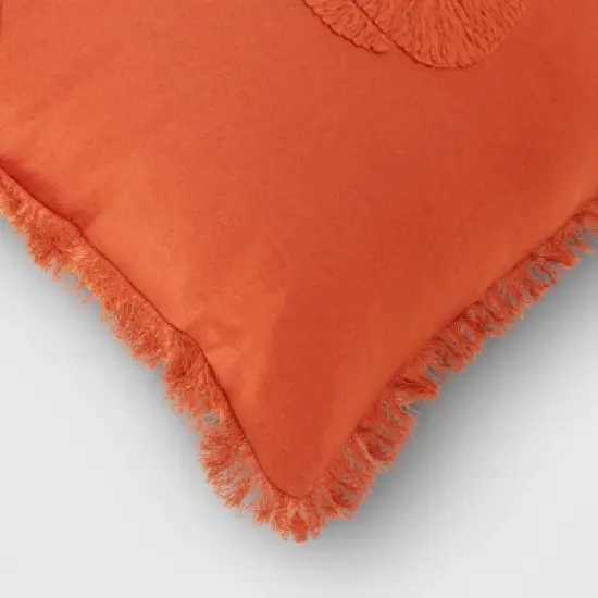 Embroidered Pumpkin with Frayed Edges Square Throw Pillow Rust - Threshold&trade; image {3}