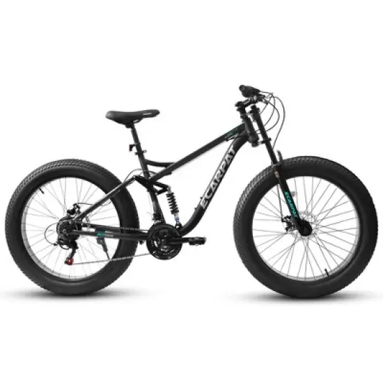 NAYSAYE Bicycle 26 Inch Mountain Bike Full Suspension 21 Speeds Fat Tire for Off Road Adventures, Black, 78"*27"*41.5" image {5}
