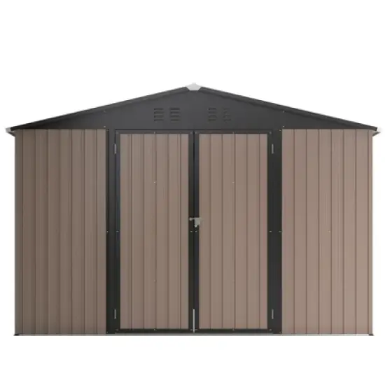 10' x 10' Metal Storage Shed for Ourdoor, Steel Yard Shed with Design of Lockable Doors, Utility and Tool Storage for Garden, Backyard,Outside use image {8}