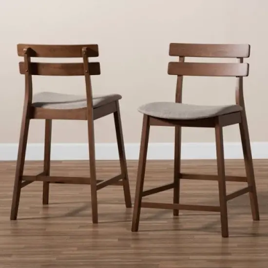Set of 2 Larine Wood Counter Height Barstools - Baxton Studio image {7}