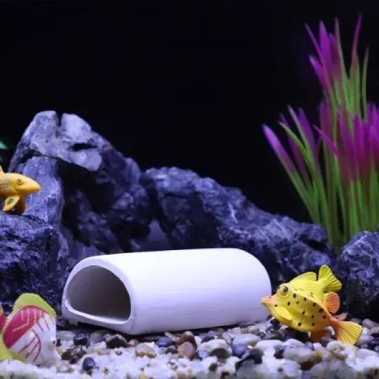 Unique Bargains Ceramic Aquarium Hideaway Rock Cave Fish Tank Decoration White 4.72"x2.32"x1.57" image {2}