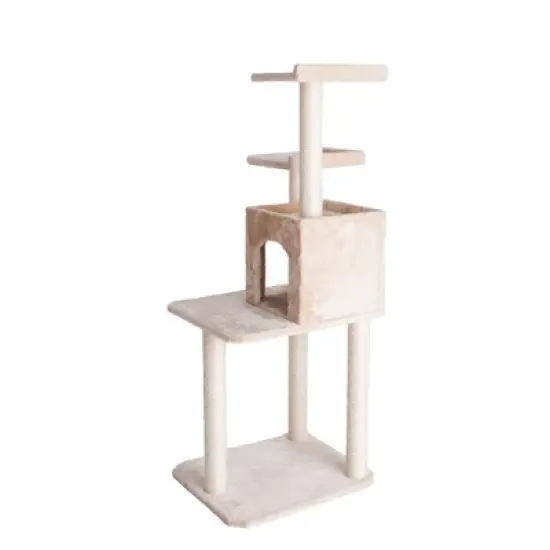 GleePet GP78571 57-Inch Real Wood Cat Tree With Two-Door House Condo image {6}