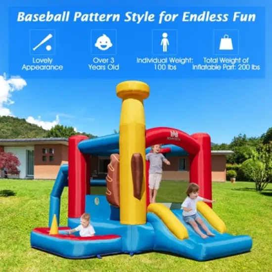 Tangkula Inflatable Bounce House with 480W Air Blower Bouncer Playhouse Castle with Slides Jump Area Ocean Ball Pit Basketball Hoop image {2}