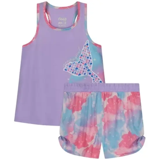 Sleep On It Girls Magical Mermaid 2-Piece Tank Pajama Shorts Sleep Set image {6}