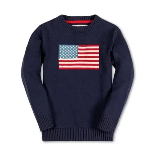 Hope & Henry Boys' Long Sleeve Flag Intarsia Crew Neck Pullover Sweater, Kids image {6}