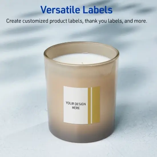 Avery Printable Square Labels, Gold Double-Dipped Edge, 2" x 2", Glossy White Square Labels, Permanent, Laser/Inkjet, 120ct, Great for Product Labels image {5}