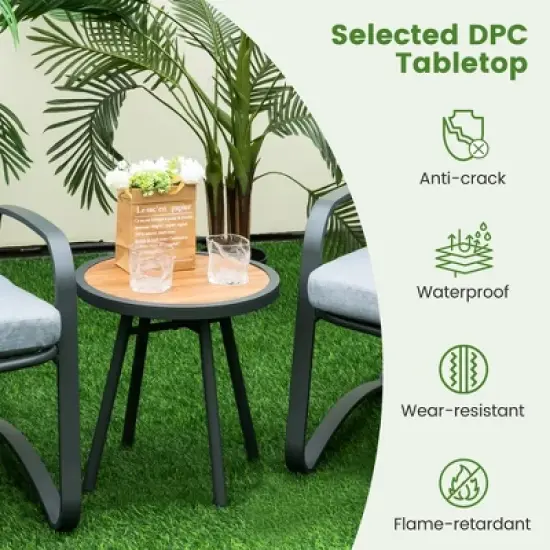 Costway 3pcs Patio Bistro Conversation Set DPC Tabletop Metal Cushioned Chairs Outdoor image {5}