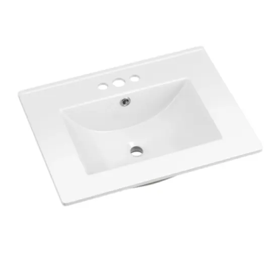 Bathroom Ceramic Vanity Top with Three Holes in White image {7}