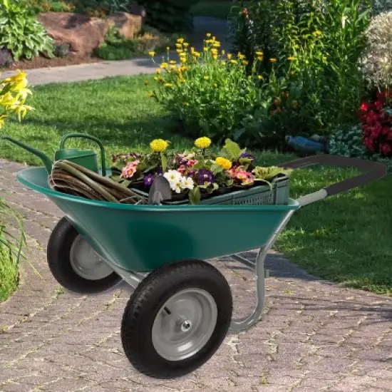 Nature Spring 2-Wheeled Garden Wheelbarrow for Residential DIY Landscaping, Lawn Care, and Remodeling image {5}