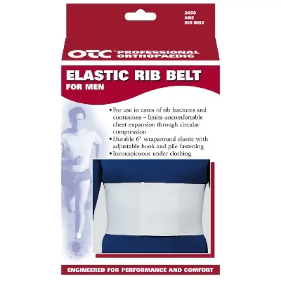 OTC Rib Belt For Men, 6-Inch Chest Panel, Elastic Compression, Universal Fit, White image {2}